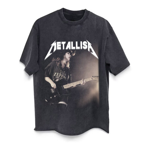 CLFC 莉莎Lisa美式人像Metallic乐队Lalisa高街水洗重磅长袖短袖T