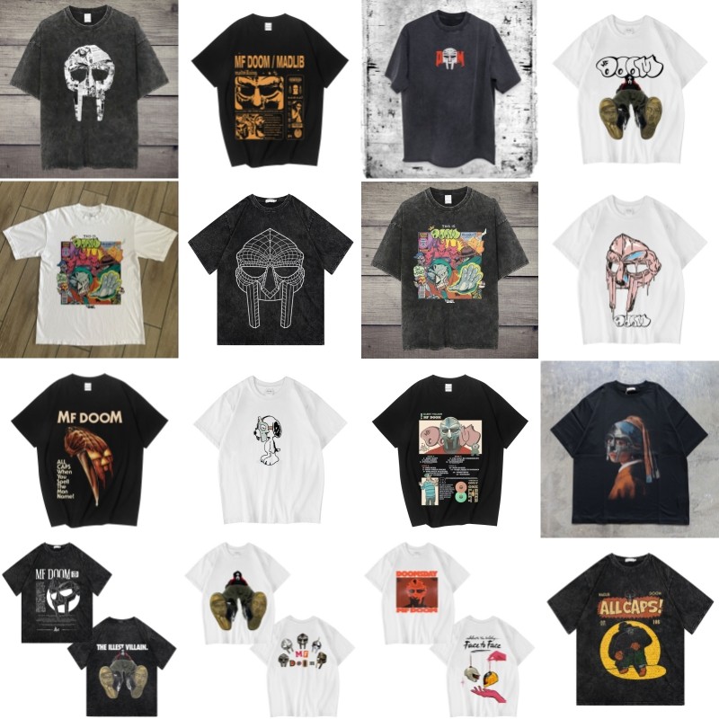 CLFC VTG美式嘻哈爱好MF DOOM铁面孔西海岸重磅纯棉小领口短袖t恤