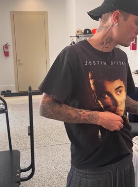 CLFC贾斯汀同款Justin Bieber重磅纯棉水洗做旧纯棉长袖短袖T恤潮