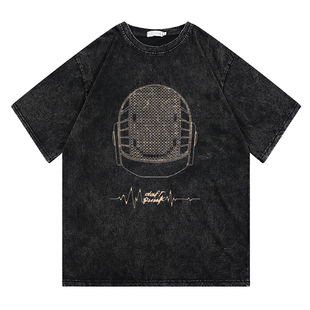 同款 daft T恤长袖 时髦百搭tee黑色短袖 punk蠢朋克T恤头盔设计师款