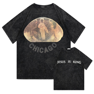 同款 CLFC T恤长袖 高街潮牌双面T男女短袖 嘻哈T 侃爷Ye三神油画美式