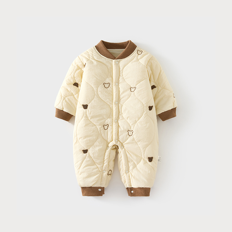 婴儿夹棉连体衣秋冬季加厚