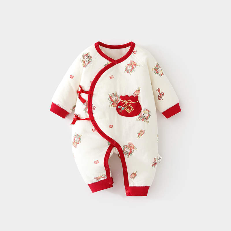 新生婴儿夹棉连体衣40克薄棉