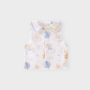 宝宝小马甲秋冬季护胸翻领儿童坎肩背心外出衣服森系纯棉马夹秋装