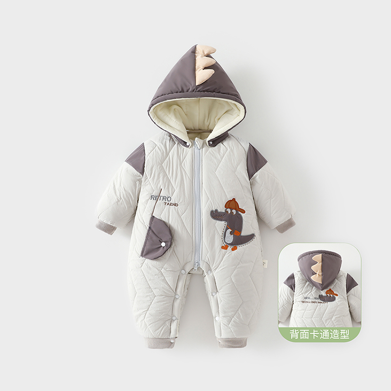 婴儿冬季加绒加厚棉服连体衣