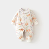 女宝宝婴儿夹棉连体衣秋冬季 棉衣棉服60克薄棉纯棉加厚保暖哈衣