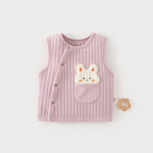 婴儿三层保暖夹棉马甲春秋季儿童上衣小宝宝护胸坎肩早春外穿马夹