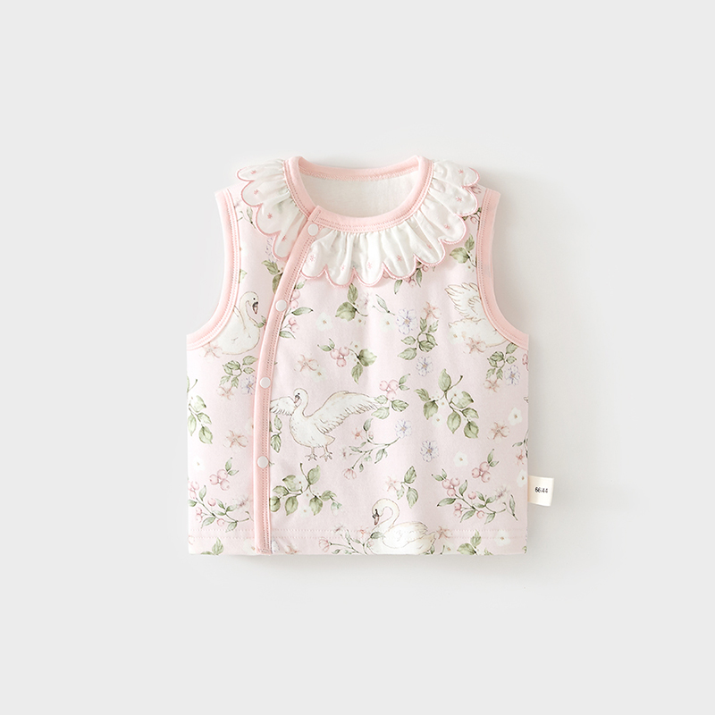 女宝宝婴儿夹棉护肚背心