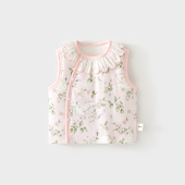 女宝宝婴儿夹棉小马甲护肚背心秋冬60克薄棉儿童坎肩马夹保暖上衣