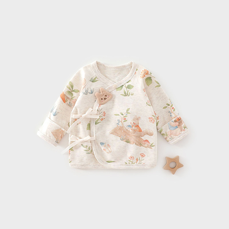 婴儿半背衣秋冬季初生宝宝衣服打底新生儿半背衣无骨彩棉宝宝上衣