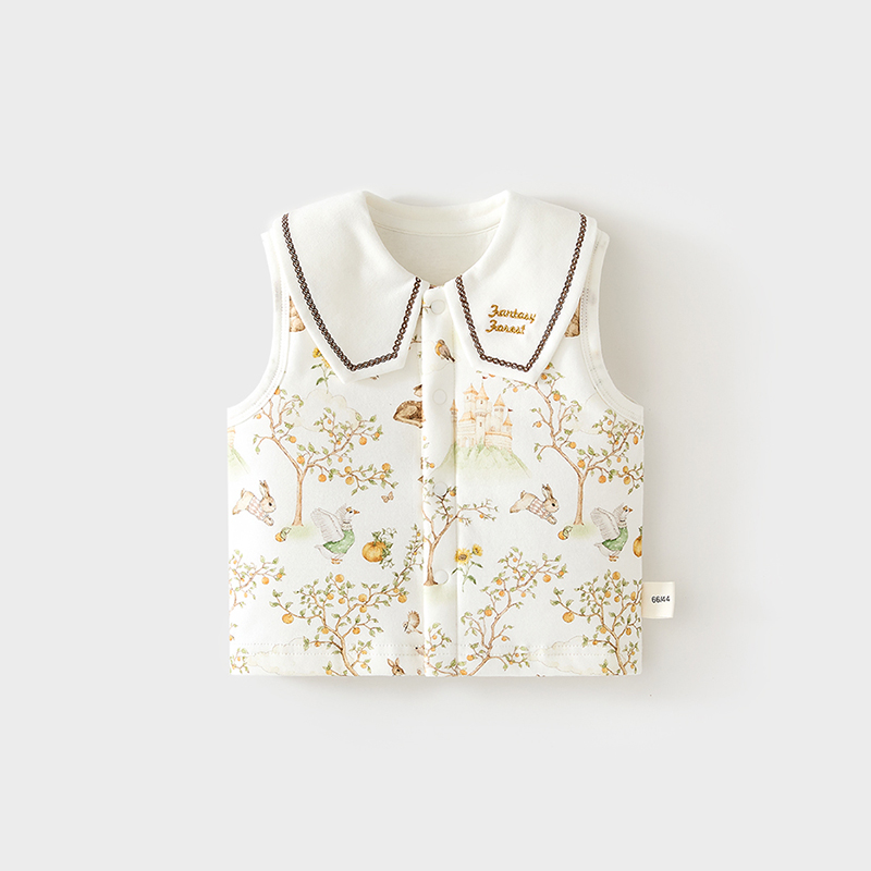 女宝宝婴儿夹棉马甲护肚背心