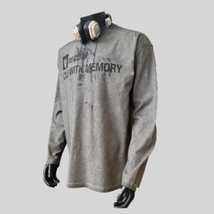 【记忆和解】美式休闲设计感小领口宽松字母印花长袖T恤潮流