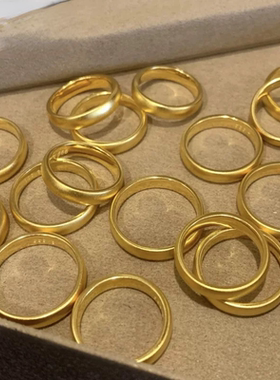 镀真金强保色古法沙金泥鳅背戒指精致简约大气时尚百搭气质戒指