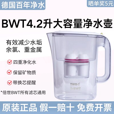德国BWT倍世4.2L益家系列净水壶家用厨房大容量过滤水净水壶