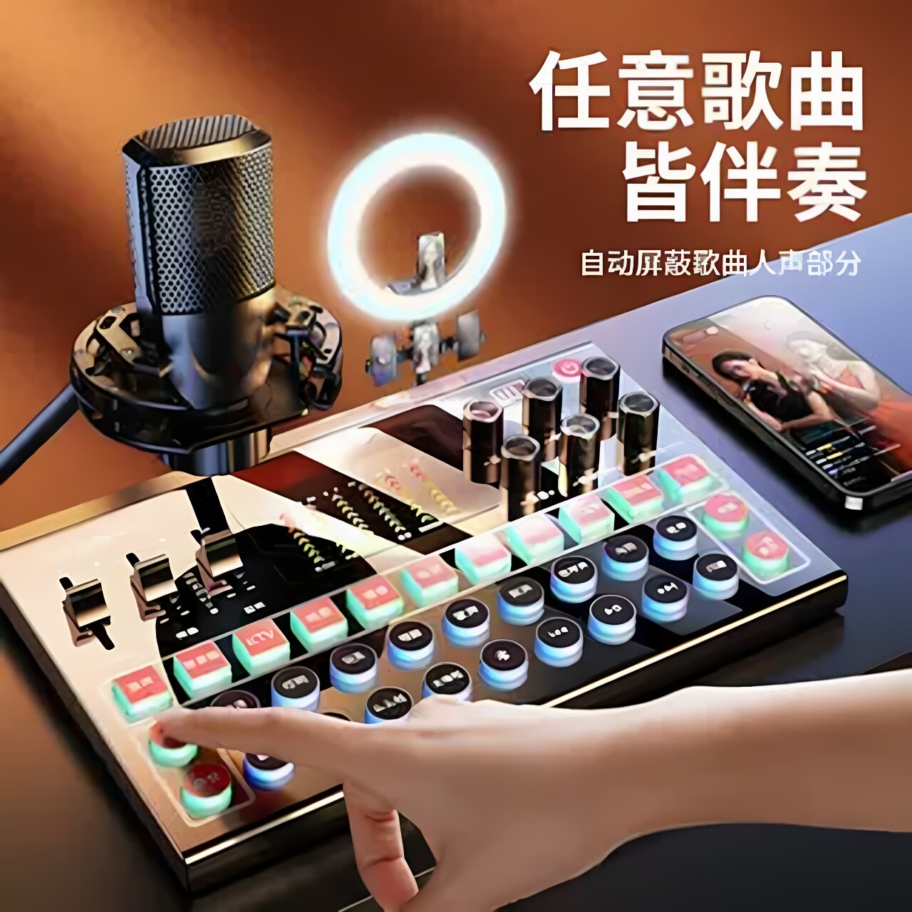 直播主播专用唱歌M9声卡套装多种效高级变声器k歌带货神器电容唛