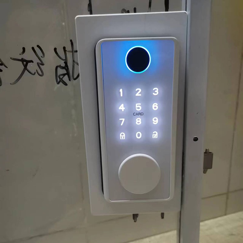 极窄玻璃门框推拉门智能锁单玻双玻指纹密码刷卡机械钥匙APP蓝牙