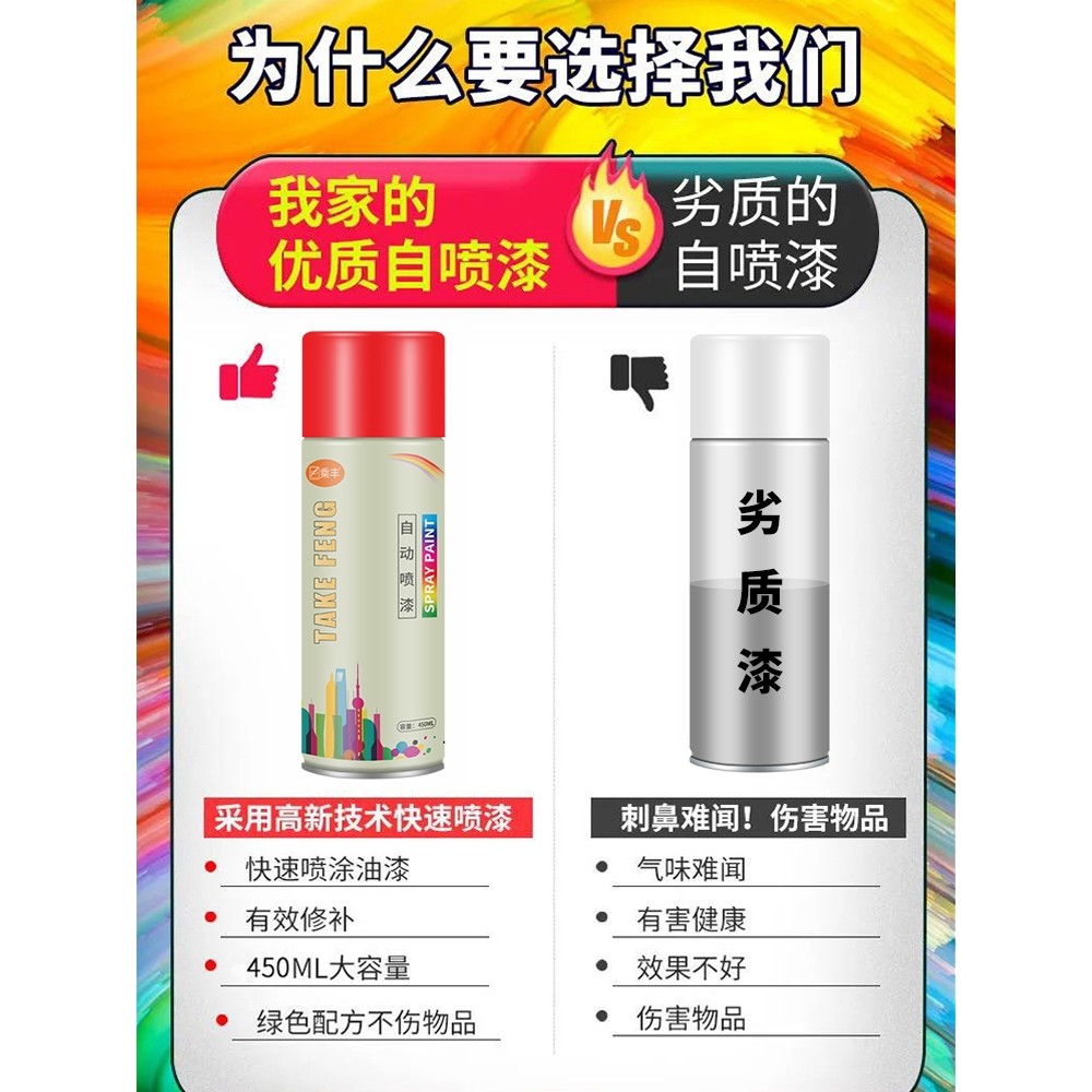 自动手摇自喷漆汽车专用免除锈金属防锈漆家具木器黑色白色油漆罐