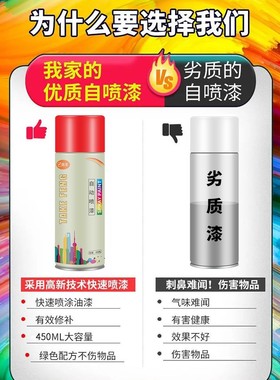 自动手摇自喷漆汽车专用免除锈金属防锈漆家具木器黑色白色油漆罐
