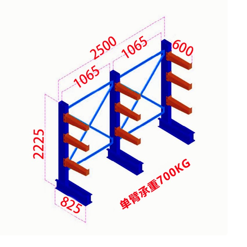 悬臂货架重型仓库仓储五金钢管铝材管材托臂货架单双面布匹板材架