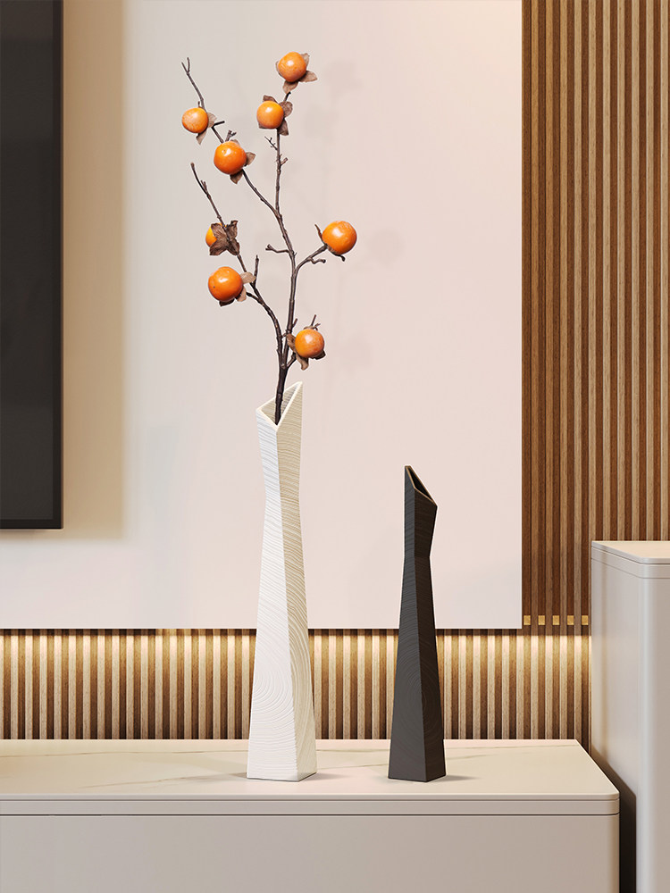 入户玄关装饰摆件绿植花瓶客厅电视柜高细长壁龛高级感家居装饰品