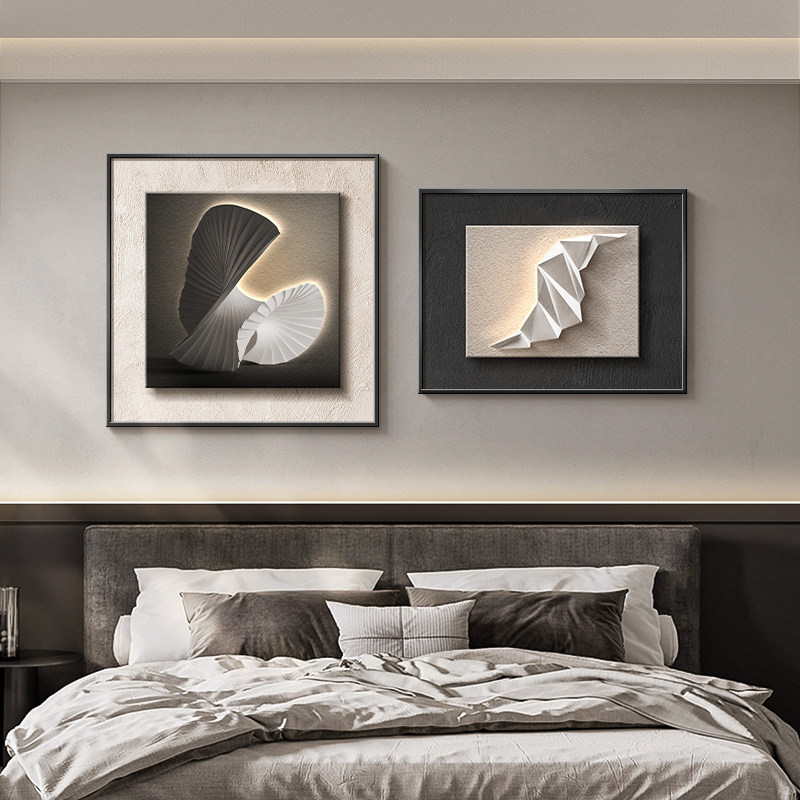 现代极简卧室床头装饰画 画黑白抽象饭厅客厅挂画 画高级感主卧几