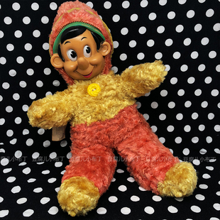 【豆腐儿小布丁】匹诺曹玩偶 gund 1950s 古董胶皮脸 匹诺曹