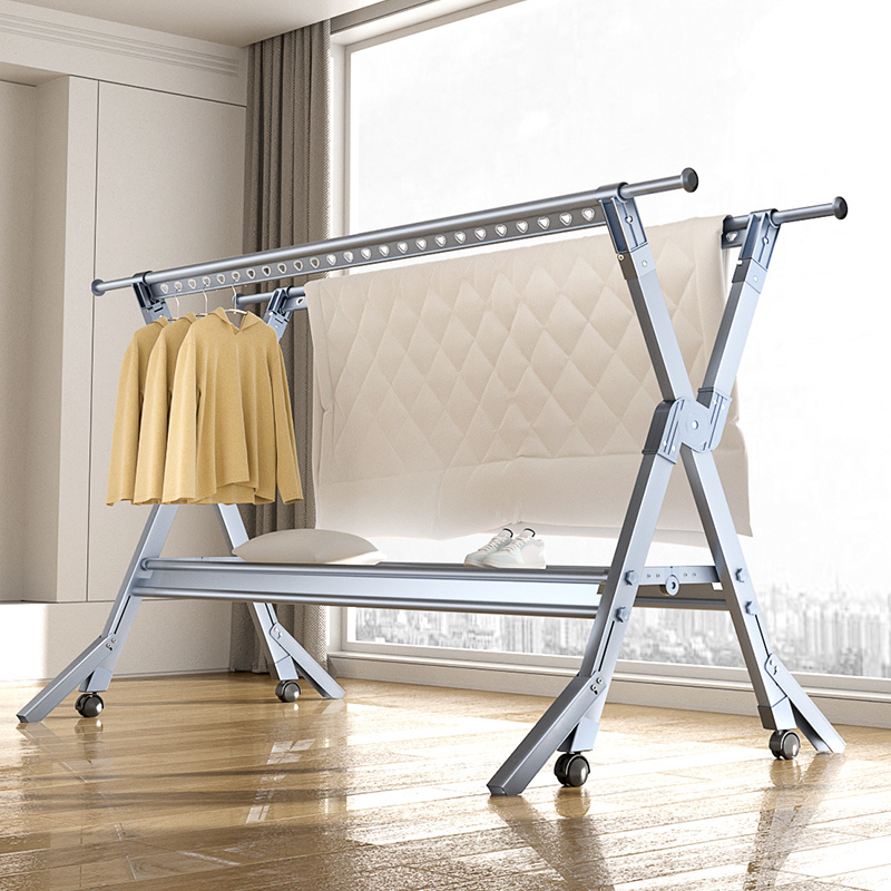 豪客家折叠晾衣架铝合金伸缩式