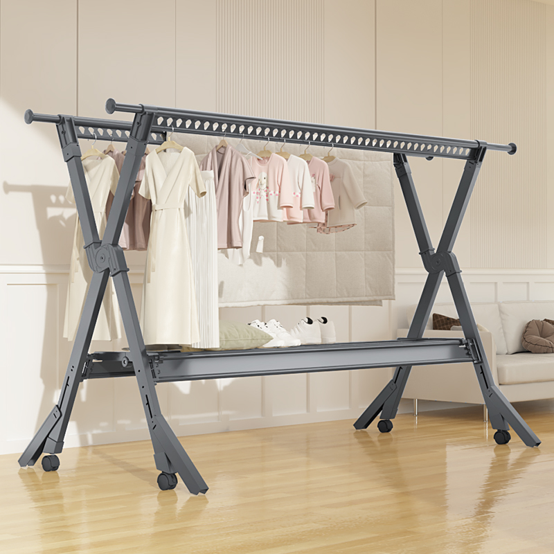 豪客家折叠晾衣架折叠铝合金伸缩