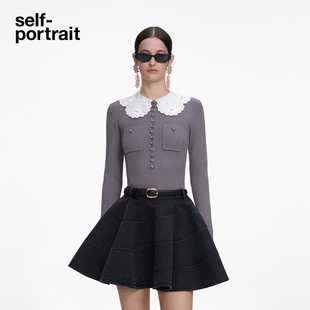 灰混色可拆卸蕾丝领针织打底毛衫 2026早春新款 上衣 portrait self