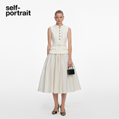 2026春夏新款 self portrait 象牙白假两件粗花呢拼接波点连衣裙