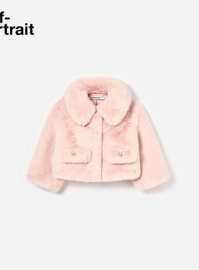 self-portrait 2026早春新款童装粉红色毛绒环保皮草大衣外套夹克