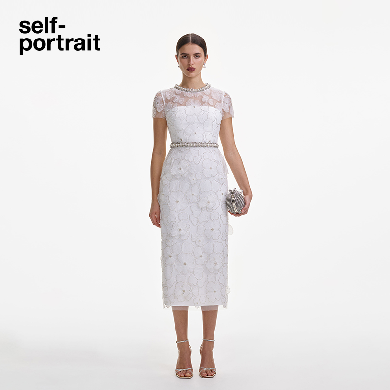 self-portrait花朵短袖连衣裙