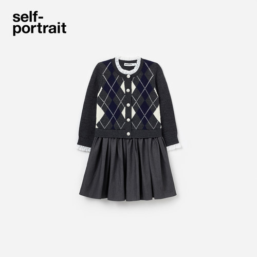 self-portrait童装格纹连衣裙