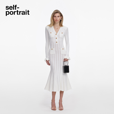 self-portrait长袖针织连衣裙