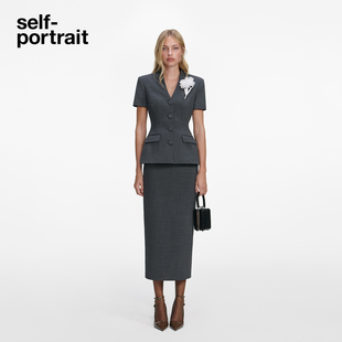 self-portrait 2026早春新款灰混色花朵装饰可拆分连衣裙中长裙