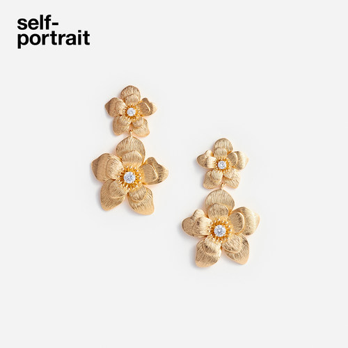 self-portrait钻饰花朵耳钉