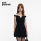 self 黑粗花呢一字肩礼服连衣裙短裙 经典 portrait 2026早春新款