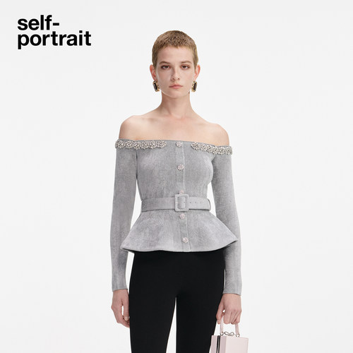 self-portrait丝绒长袖针织