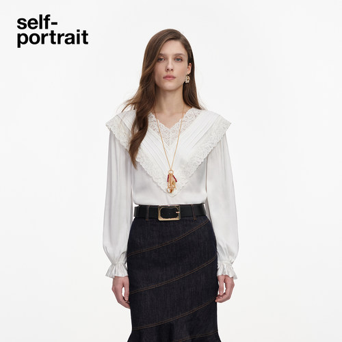 self-portrait蕾丝衬衫上衣