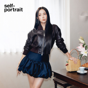 2026春夏新款 portrait self 藏蓝色含腰带花苞裙 Jisoo智秀同款