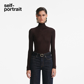 self 深棕色气质百搭高领针织打底衫 portrait 2025秋冬新款