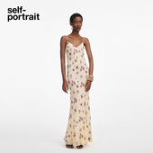 self 钻饰雪纺吊带连衣裙长裙 黄花卉法式 portrait 2025早秋新款