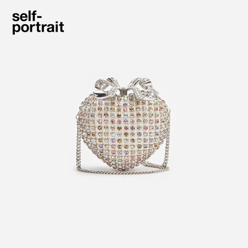 self-portrait彩钻心形手拿包