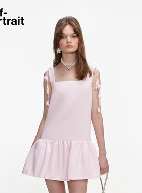 self-portrait 2026早春新款粉红色铃兰花吊带塔夫绸连衣裙短裙
