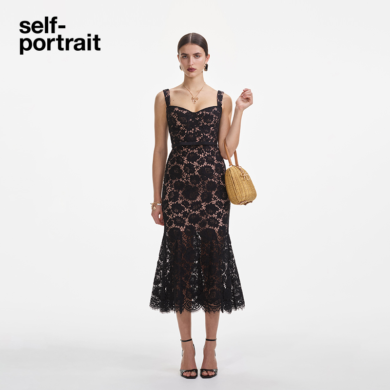 self-portrait蕾丝鱼尾连衣裙