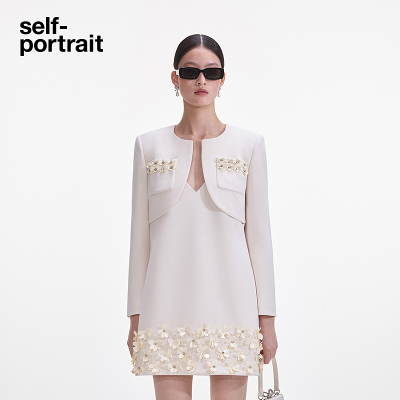 self-portrait花朵短款外套