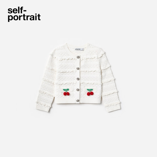 self-portrait童装白针织开衫