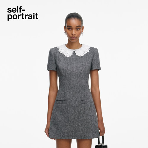 self-portrait人字纹连衣裙
