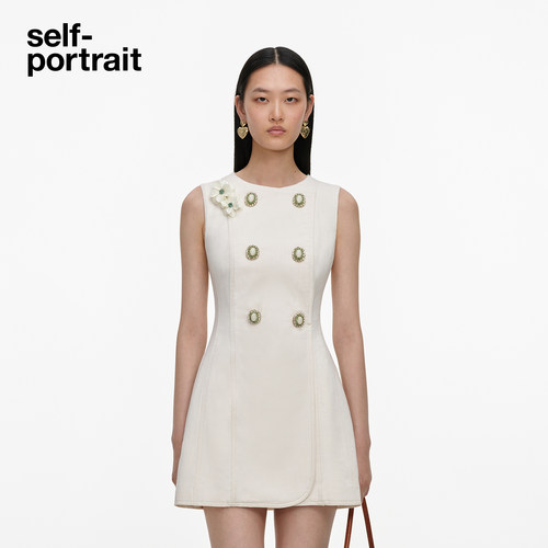 self-portrait无袖牛仔连衣裙