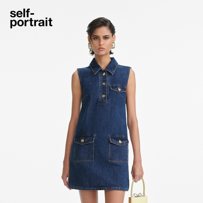 self-portraitA字牛仔连衣裙